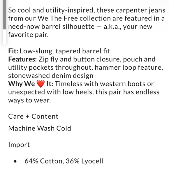 NWT! We The Free Loren Barrel Jeans - Picture 6 of 13